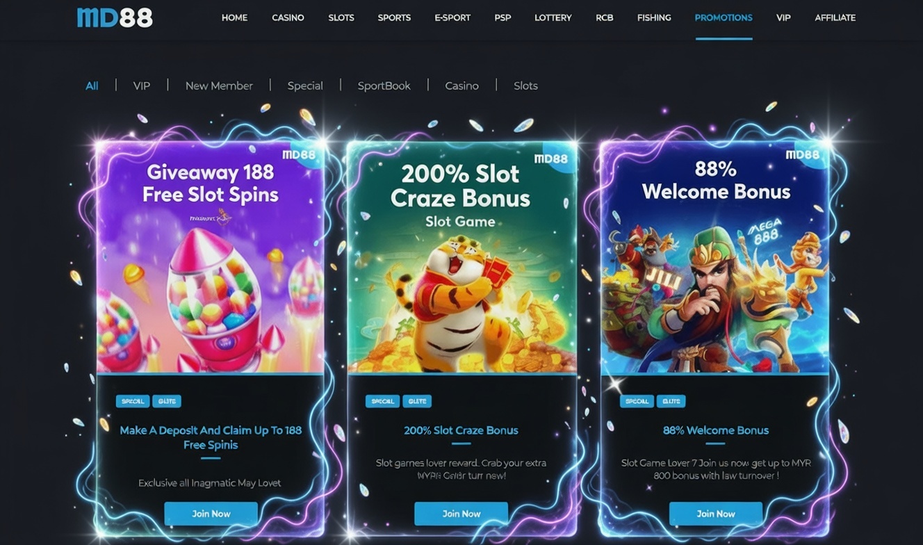 Exclusive MD88 bet welcome bonus banner for new members registration